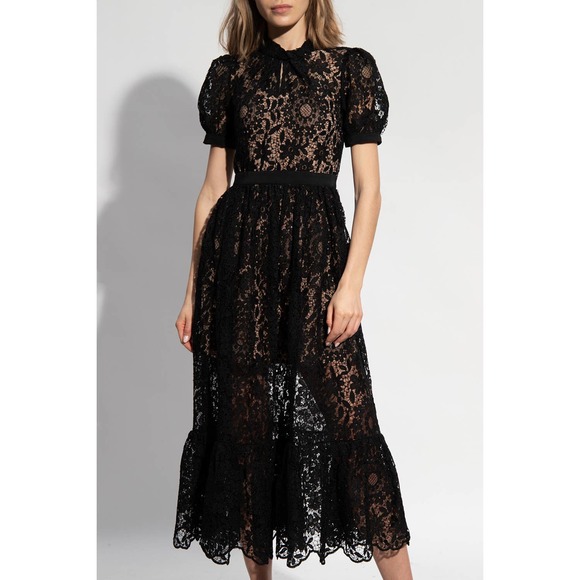 Self-Portrait - Puff-Sleeved Guipure-Lace Dress - Picture 10 of 11